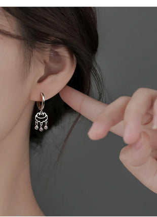 925 Silver Hot Sale Korean Geometric Hoop Earrings Simple Temperament Exquisite Hot Semale Sexy Longevity Lock Jewelry Gift