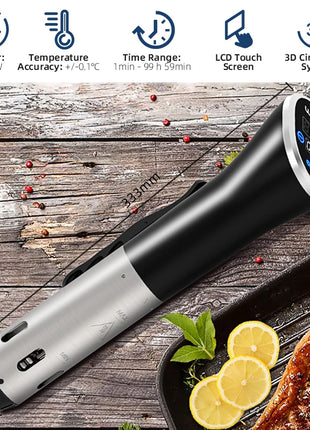 Wancle 1100W Sous Vide Cooker LCD Touch Immersion Circulator Accurate Cooking IPX7 Waterproof Vacuum Cooker with Digital Display