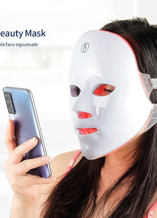 Wireless 7 Colors LED Face Beauty Machine Photon Facial Neck Skin Tighten Rejuvenation Facial Neck Mask