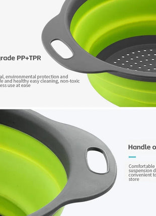 Silicone Folding Drain Basket Fruit Vegetable Washing Basket Foldable Strainer Colander Collapsible Drainer Kitchen Storage Tool