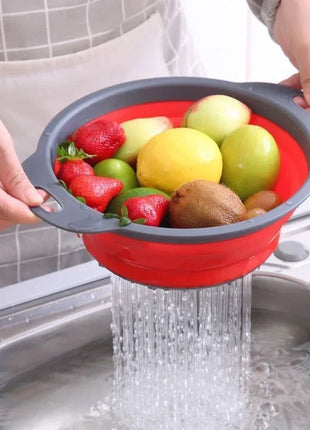 Silicone Folding Drain Basket Fruit Vegetable Washing Basket Foldable Strainer Colander Collapsible Drainer Kitchen Storage Tool