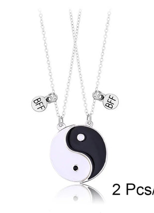 2Pcs/set Best Friend Taichi Magnetic Pendant Necklaces Retro Couples Friendship Adjustable Geometric Jewelry Accessories Gift