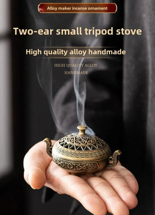 Mini incense burner Incense Burner with Hollowed Out Patterns Three Legged Stove Indoor Stove Plate Desktop Home Decoration