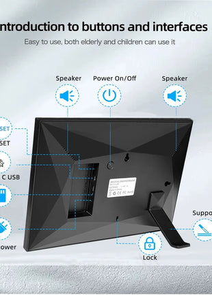 Frameo Digital Picture Frame 10.1 Inch 32GB/64GB Smart WiFi digital photo frame with 1280x800 IPS HD Touch Screen Wall Mountable