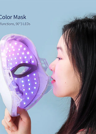 Wireless 7 Colors LED Face Beauty Machine Photon Facial Neck Skin Tighten Rejuvenation Facial Neck Mask