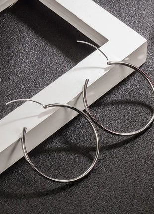 Fine 925 Sterling Silver Luxury 5CM Big Circle Hoop Earrings for Women Charms Original Designer Party Wedding Jewelry Gifts