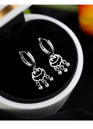 925 Silver Hot Sale Korean Geometric Hoop Earrings Simple Temperament Exquisite Hot Semale Sexy Longevity Lock Jewelry Gift