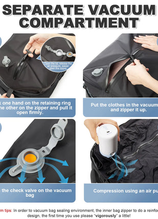 Vacuum Backpack Travel Bag for Men Large Capacity Backpack Business Laptop Backpack Women Men Expandable Backpack School Bag