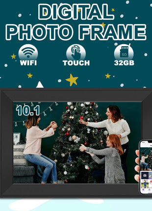 WiFi Digital Photo Frame 10.1 Inch 32GB Smart Digital Picture Frame with 1280x800 HD Touch Screen Digital Frame Christmas Gift