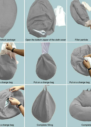 Lazy Sofas Cover Chairs Without Filler Comfortable Adults Bean Bag Chair Couch Living Room Bedroom Home Tatami Lounger Cover