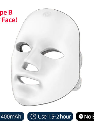 Wireless 7 Colors LED Face Beauty Machine Photon Facial Neck Skin Tighten Rejuvenation Facial Neck Mask