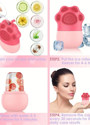 Ice Roller for Face Beauty Ice Roller With Cosmetic Brush Scrubber Mat Pad Cleaning Tool Skin Care Tools Perfect Gift for Women
