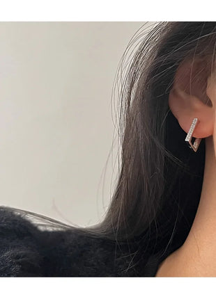 925 Sterling Silver Earrings Geometric zircon Earrings For Women Gift Earings Fashion Jewelry Gift