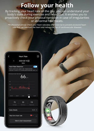 COLMI R10 Smart Ring with Charging Case for Men Women, Health and Sleep Monitor, 5ATM Waterproof, Multi-sport Mode