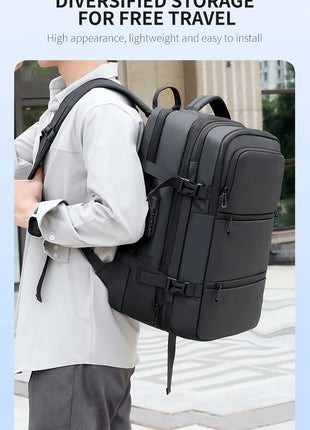 Men's Backpack for Business Trips, Large Capacity, Expandable, Multifunctional Vacuum Compression Travel Backpack for Men