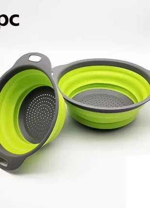 Silicone Folding Drain Basket Fruit Vegetable Washing Basket Foldable Strainer Colander Collapsible Drainer Kitchen Storage Tool
