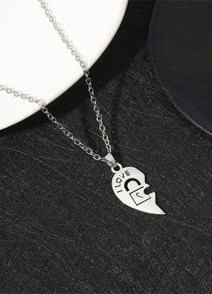 2pcs Couple Lock Key Heart Puzzle I Love You Pendant Couple Necklace Pendants Necklaces for Lovers Valentine's Day Jewelry Gifts