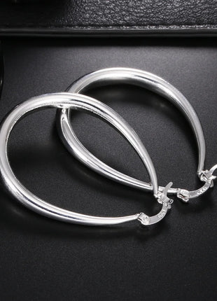 925 Sterling Silver 41MM Smooth Circle Big Hoop Earrings For Women Fashion Party Wedding Accessories Jewelry Christmas Gifts