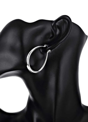 925 Sterling Silver 41MM Smooth Circle Big Hoop Earrings For Women Fashion Party Wedding Accessories Jewelry Christmas Gifts