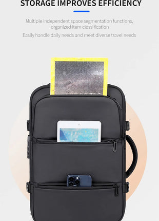 Men's Backpack for Business Trips, Large Capacity, Expandable, Multifunctional Vacuum Compression Travel Backpack for Men