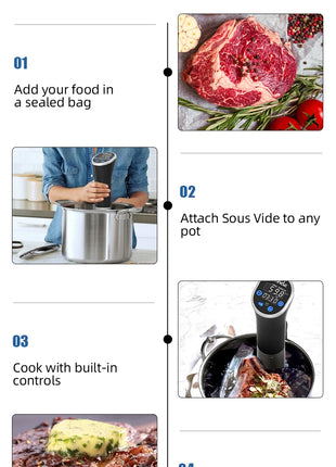 Wancle 1100W Sous Vide Cooker LCD Touch Immersion Circulator Accurate Cooking IPX7 Waterproof Vacuum Cooker with Digital Display