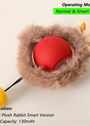 Cat Interactive Ball Toy, Automatic Rolling Ball with Tail, Rechargeable Smart Pet Interactive Toy, Intelligent Mouse for Cat