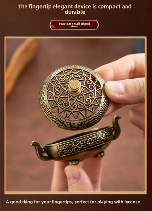 Mini incense burner Incense Burner with Hollowed Out Patterns Three Legged Stove Indoor Stove Plate Desktop Home Decoration