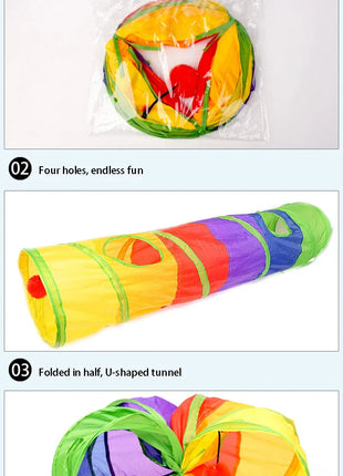 Cat Tunnel Pet Tube Collapsible Play Toy Indoor Outdoor Kitty Puppy Toys for Puzzle Exercising Hiding Training