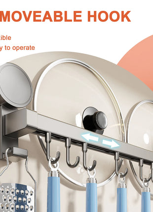 Wall Mounted Kitchen Hook Rack No-Punching Wall Hangers Rail Kitchen Utensils Rack Spoon Shovel Chopping Board Storage Rack