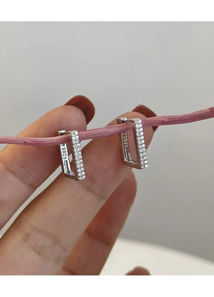 925 Sterling Silver Earrings Geometric zircon Earrings For Women Gift Earings Fashion Jewelry Gift