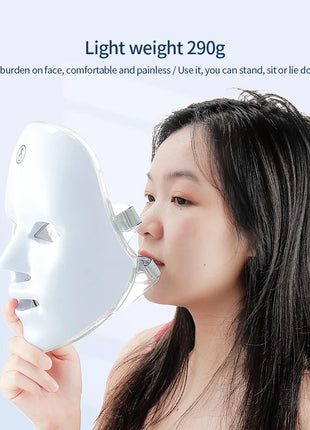 Wireless 7 Colors LED Face Beauty Machine Photon Facial Neck Skin Tighten Rejuvenation Facial Neck Mask