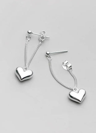 925 Sterling Silver Earrings For Women Fashion Korean Heart Chain  Drop Earring Jewelry Prevent Allergy Party Accessories Gifts