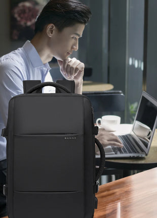 BANGE Travel Backpack Men Business Backpack School Expandable USB Bag Large Capacity 17.3 Laptop Waterproof Fashion Backpack