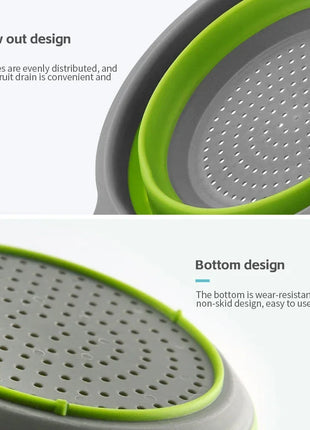 Silicone Folding Drain Basket Fruit Vegetable Washing Basket Foldable Strainer Colander Collapsible Drainer Kitchen Storage Tool