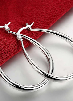 925 Sterling Silver 41MM Smooth Circle Big Hoop Earrings For Women Fashion Party Wedding Accessories Jewelry Christmas Gifts